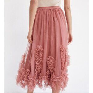 Anthropologie ruffled tulle midi skirt